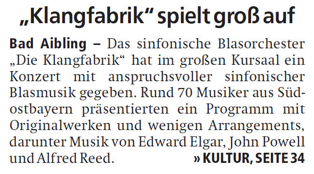 Klangfabrik spielt groß auf